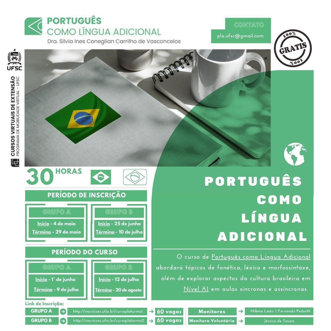 Início das aulas do curso PLA - Português como Língua Adicional